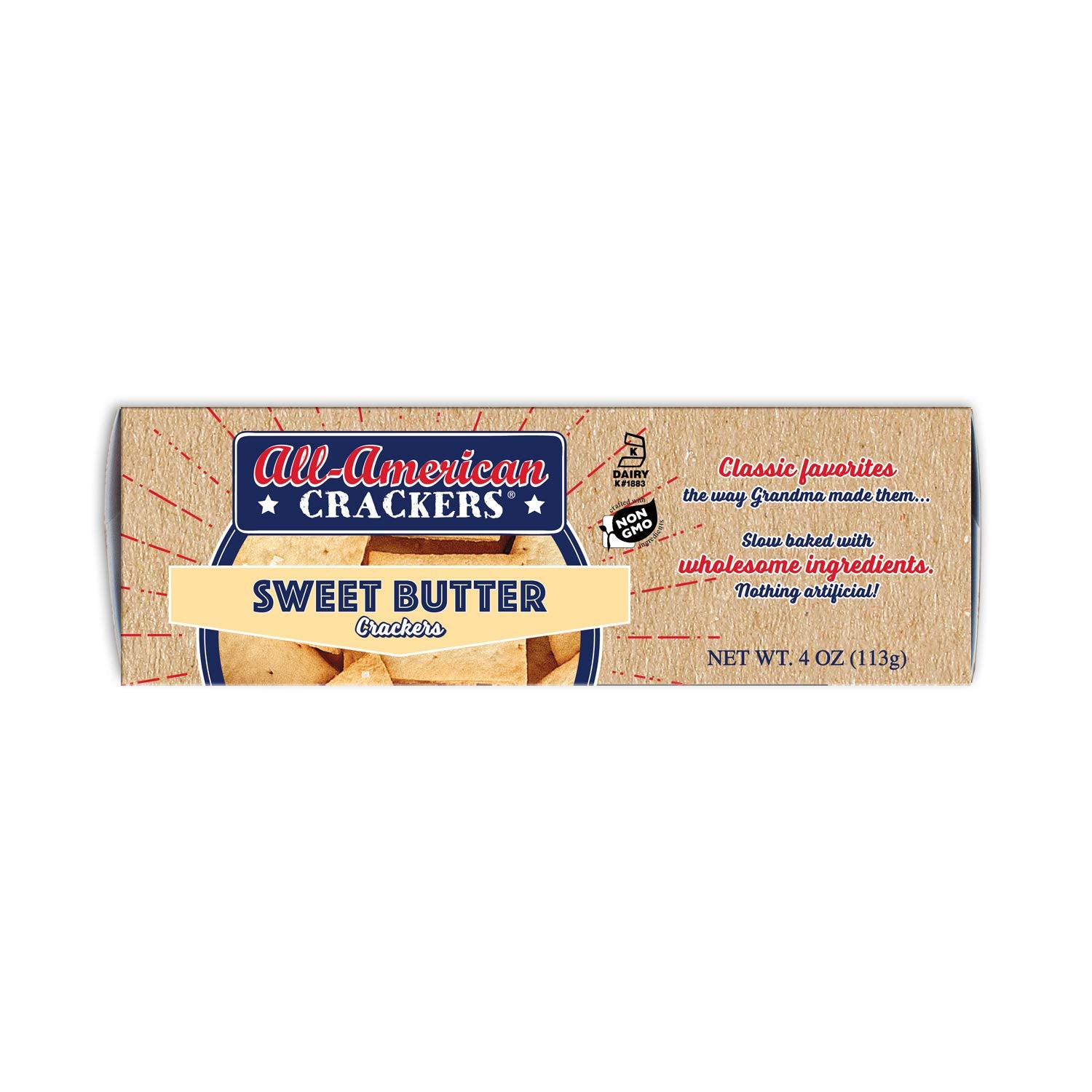All-American Snack Crackers, Sweet Butter, 5 Ounce (Pack of 6), Made with Real Ingredients, Non-GMO, Kosher