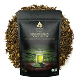 Komar Organics Loose Leaf Green Tea - 16Oz USDA Organic for Energy Boost, Antioxidants - Certified Kosher Delicate Flavor Assam Tea Organic Tea Leaves