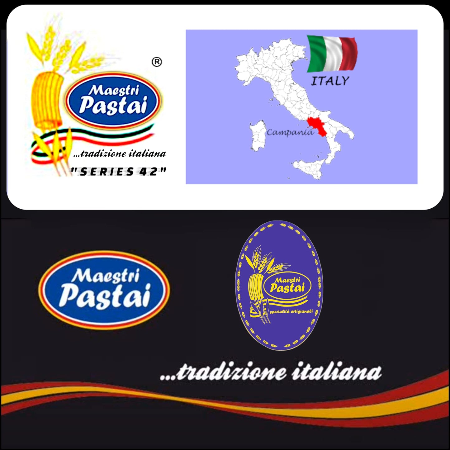 Maestri Pastai, Gourmet Calamari Italian Pasta (Italian Calamarata Pasta) (Pack of 3), Special "Series 42", Premium Quality Imported from Mercato San