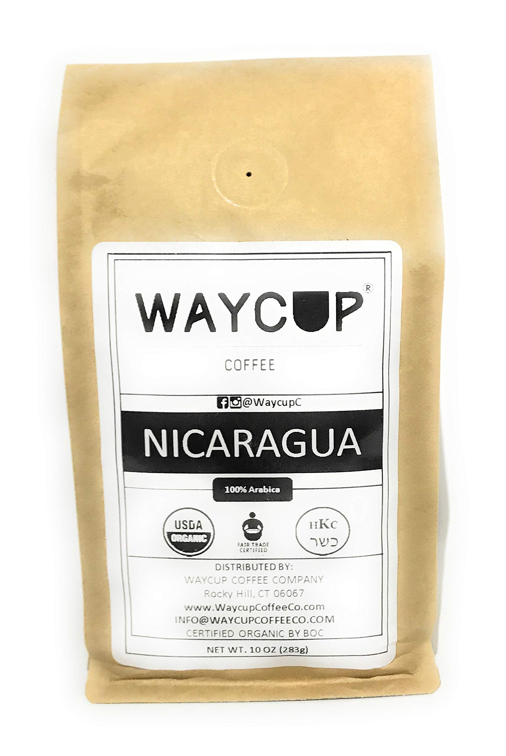 Waycup Organic Peru + Nicaragua (Fairtrade) Kosher Coffee, Ground, (OFT Pack, 2 x 10oz bag)