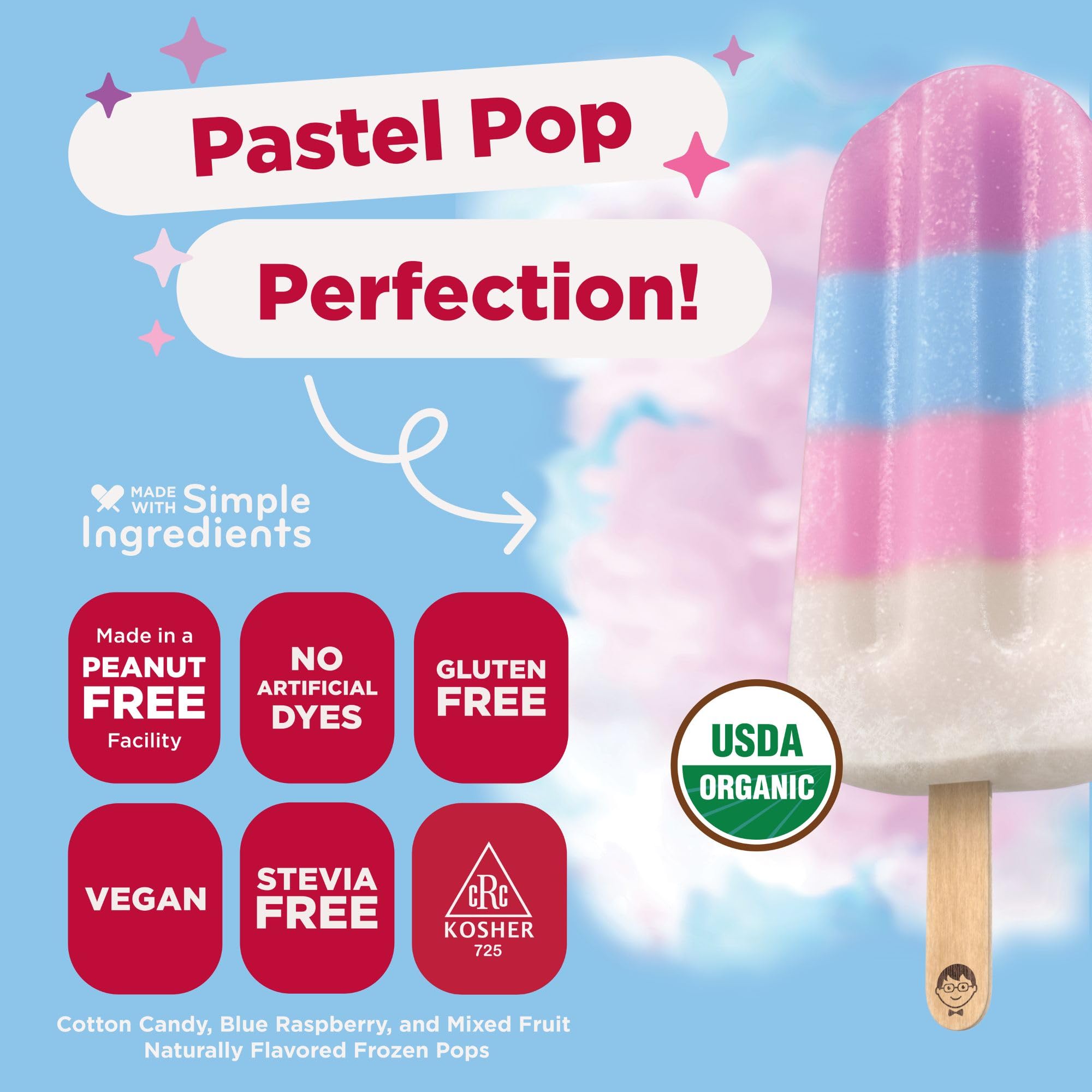JonnyPops Organic Cotton Candy Cloud Frozen Pops 8ct