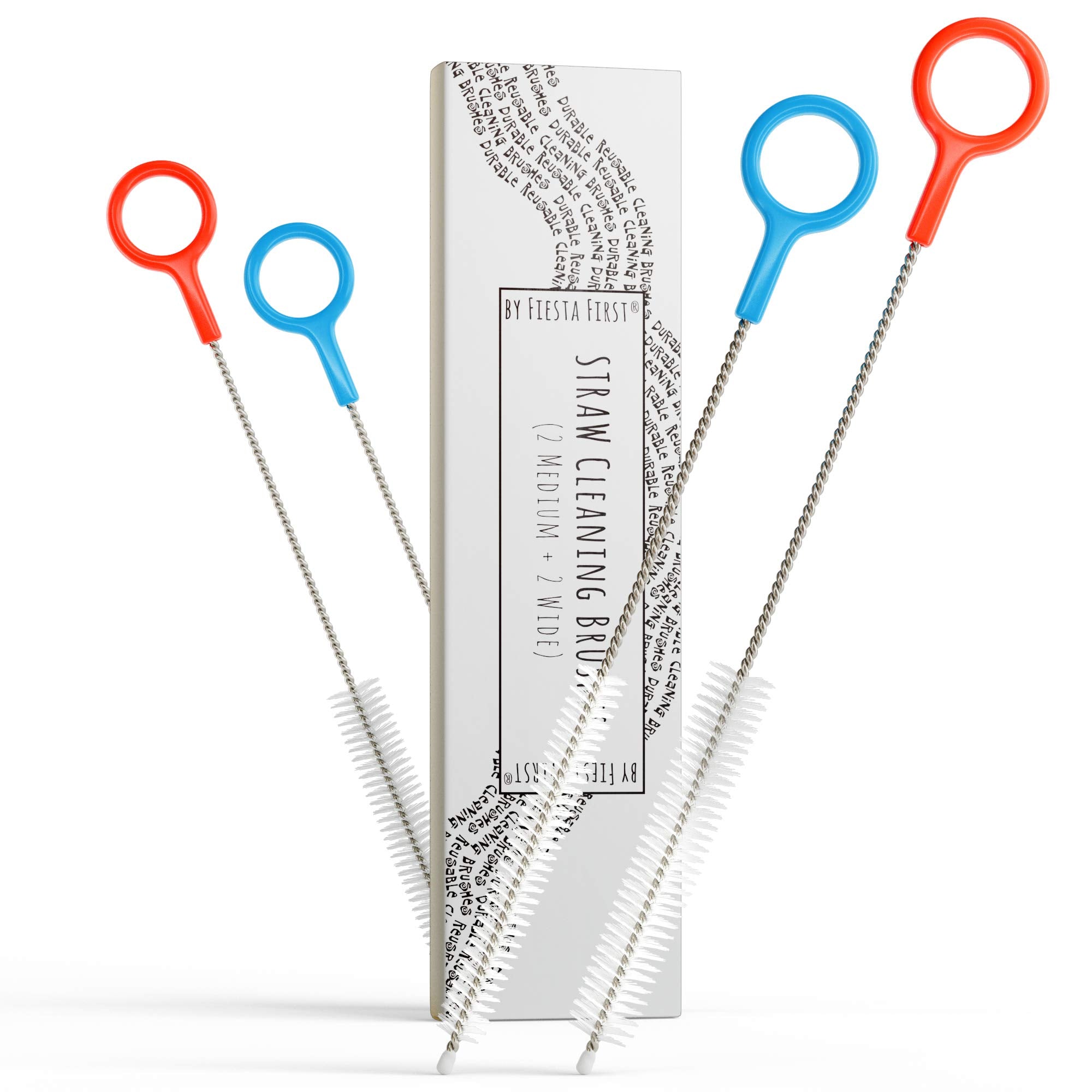 Buenalife Heavy Duty Cleaning Brushes Set of 4 - Extra Long Straw Cleaners for Metal and Plastic Reusable Drinking Straws, to Clean Small Spaces