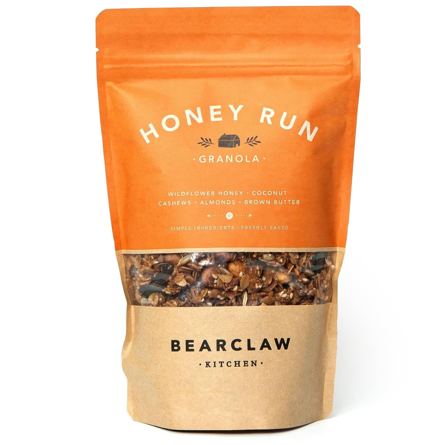 Bearclaw Kitchen - Honey Run Granola - Naturally Gluten Free - Organic Oats, Cashews, Almonds, Organic Pumpkin Seeds, Coconut, & Wildflower Honey - No