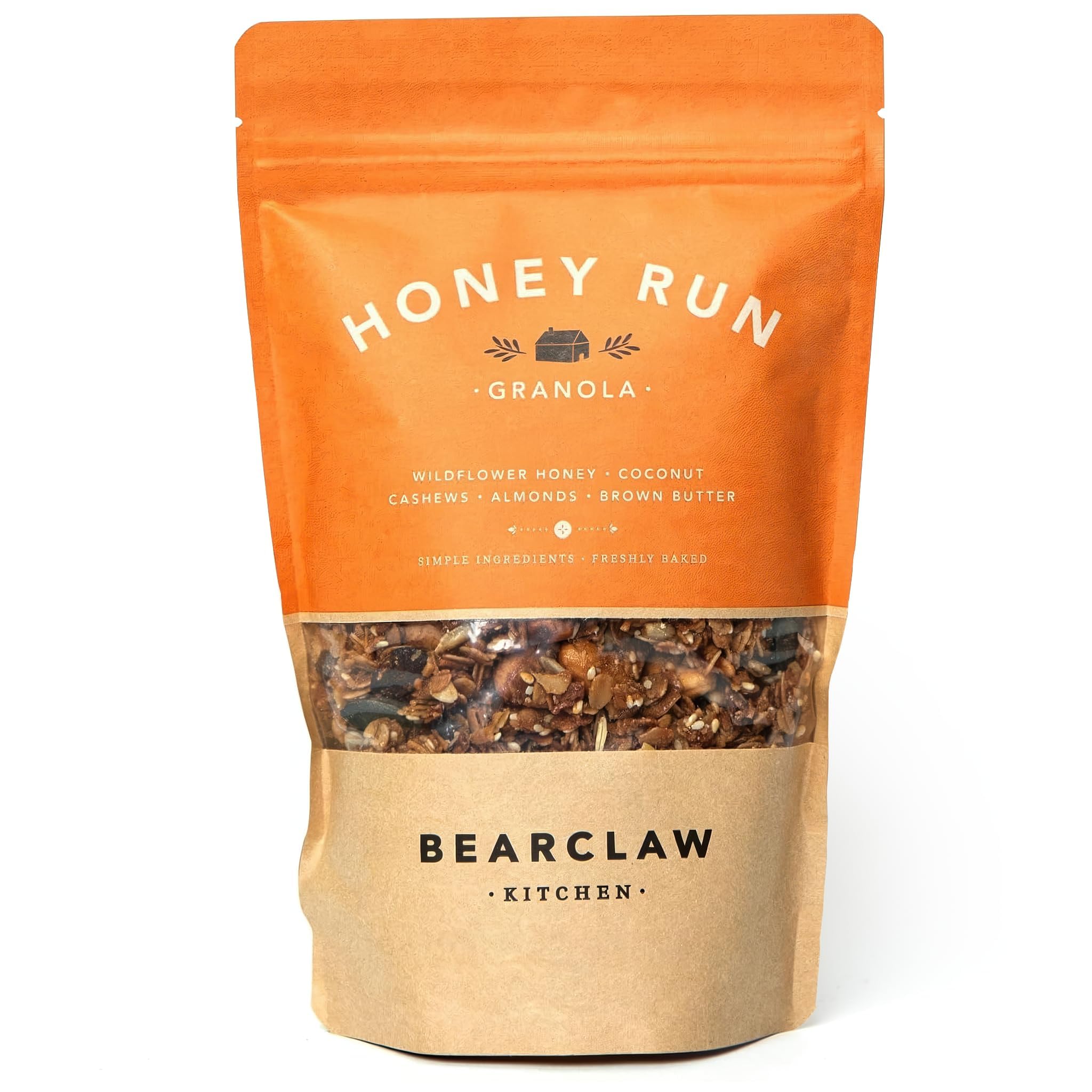 Bearclaw Kitchen - Honey Run Granola - Naturally Gluten Free - Organic Oats, Cashews, Almonds, Organic Pumpkin Seeds, Coconut, & Wildflower Honey - No