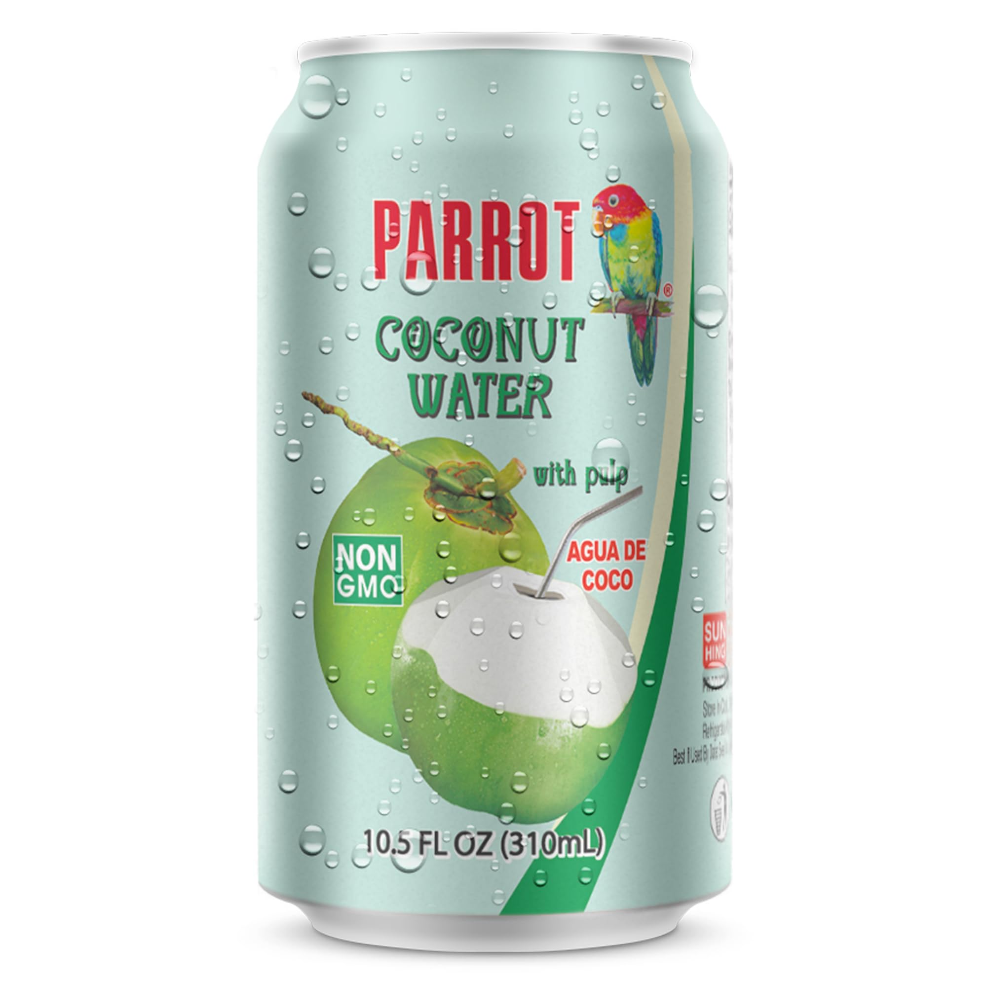 Parrot Brand Coconut Water with Pulp 10.5 fl. oz?New Packaging?Refreshing Coconut Taste Natural Essential Plant Based Non-GMO Electrolytes Antioxidant