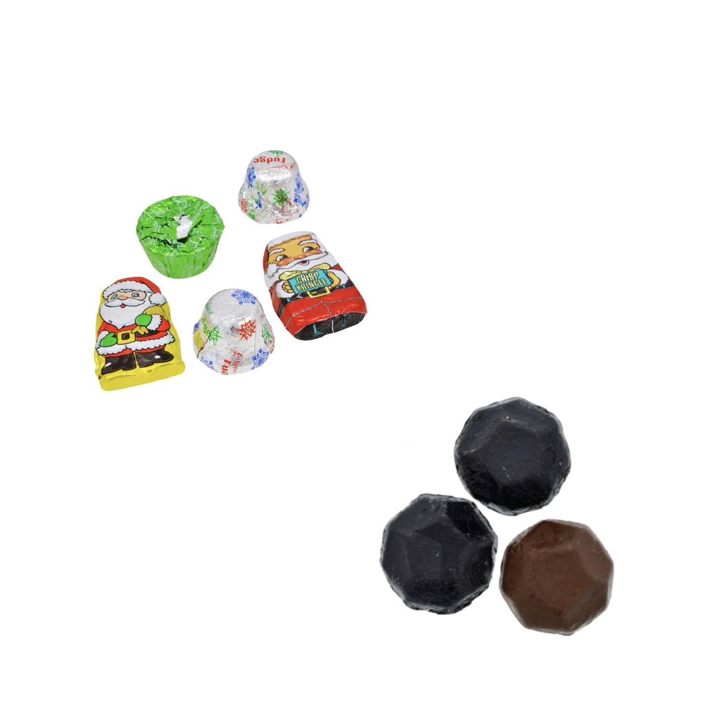 Stocking Stuffer Candy Foil Wrapped Chocolate Coal, Santa's Sack 4 Pack