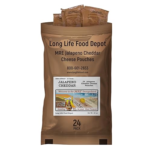 MRE Jalapeno Cheddar Cheese Spread (24-Pack) - Long Shelf Life - 2024+ Production Dates by Long Life Food Depot - Meals Ready to Eat