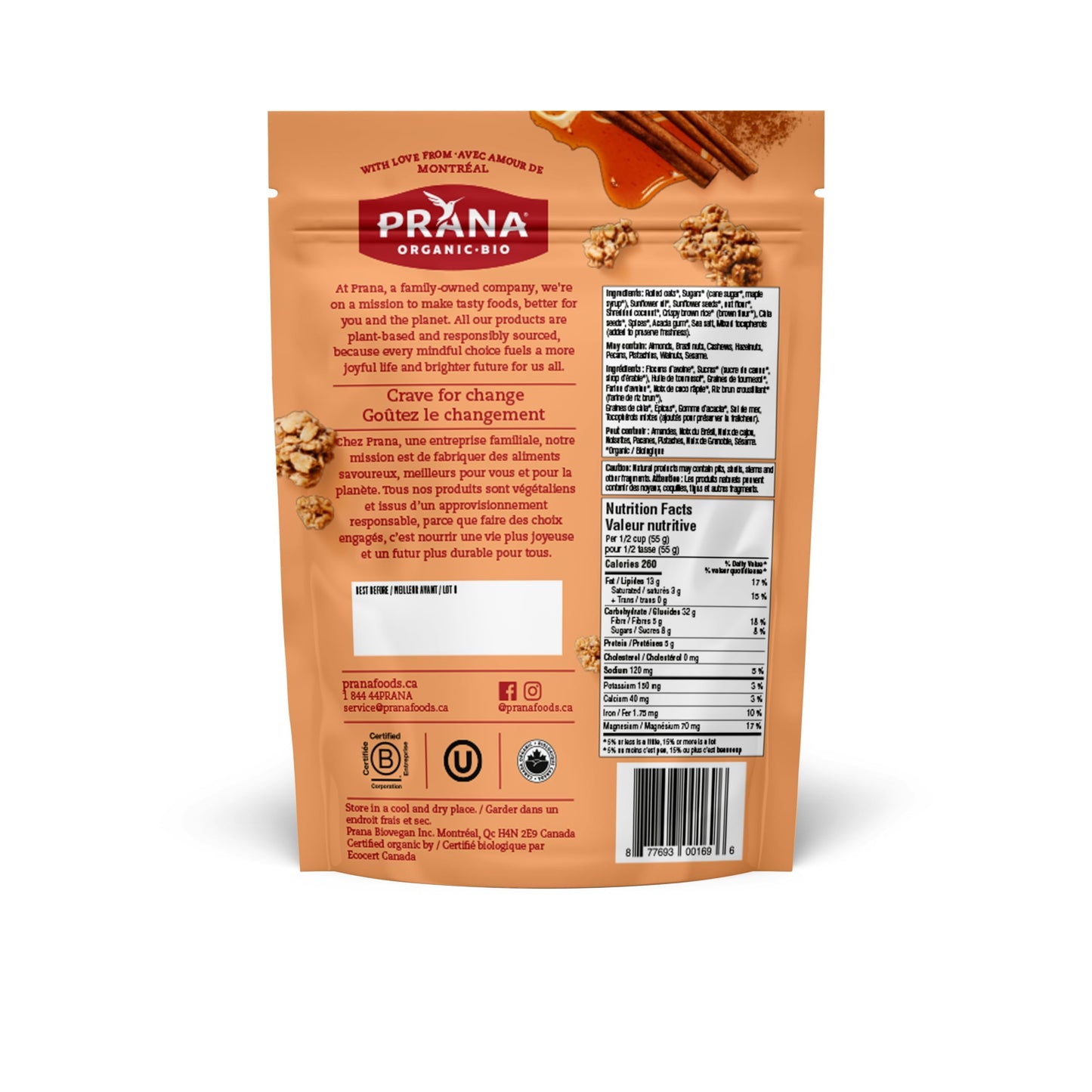 Prana Organic Maple Spice Crunch Granola, 300 GR