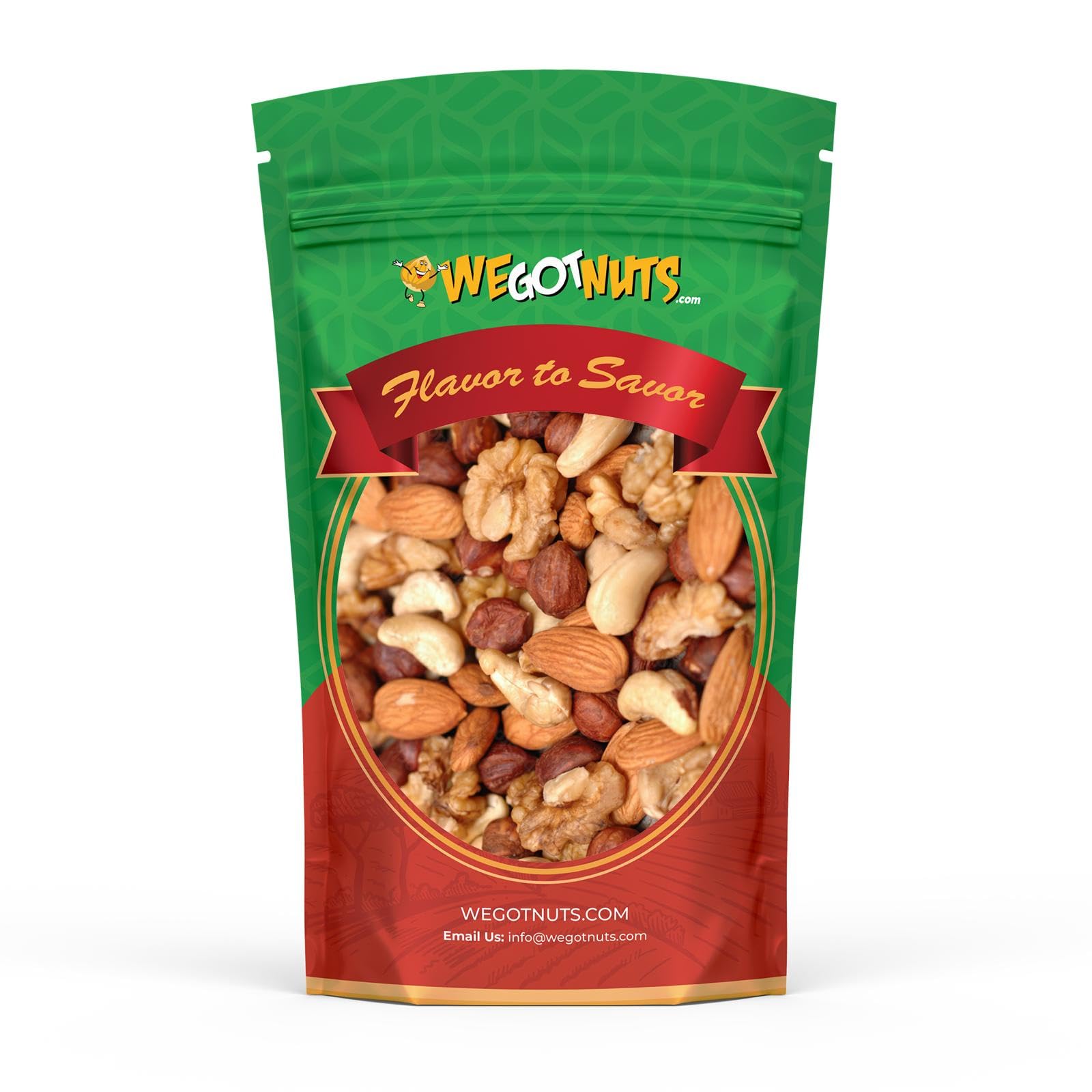 Raw Deluxe Unsalted Mixed Nuts- Premium Quality Kosher Mixed Nuts Snack by We Got Nuts- Natural Rich Flavor Cashews, Walnuts, Almonds, Pecans