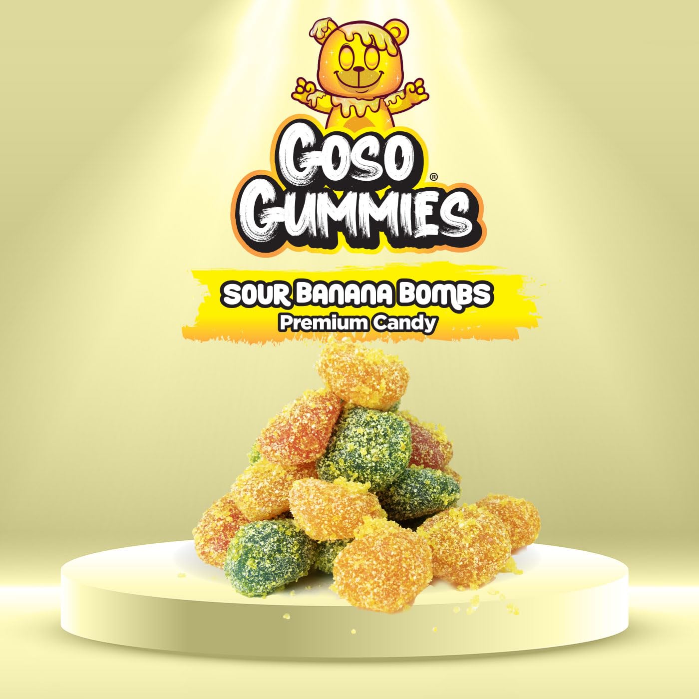 Goso Gummies Sour Banana Bombs - 6oz Bag - Sour Banana Juice-Filled Candy - Viral Premium Candy Snack