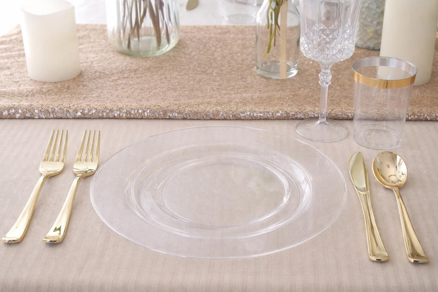 " OCCASIONS " 120 Plates Pack,(60 Guests) Heavyweight Premium Wedding Party Disposable Plastic Plates Set -60 x 10.5'' Dinner + 60 x 7.5''