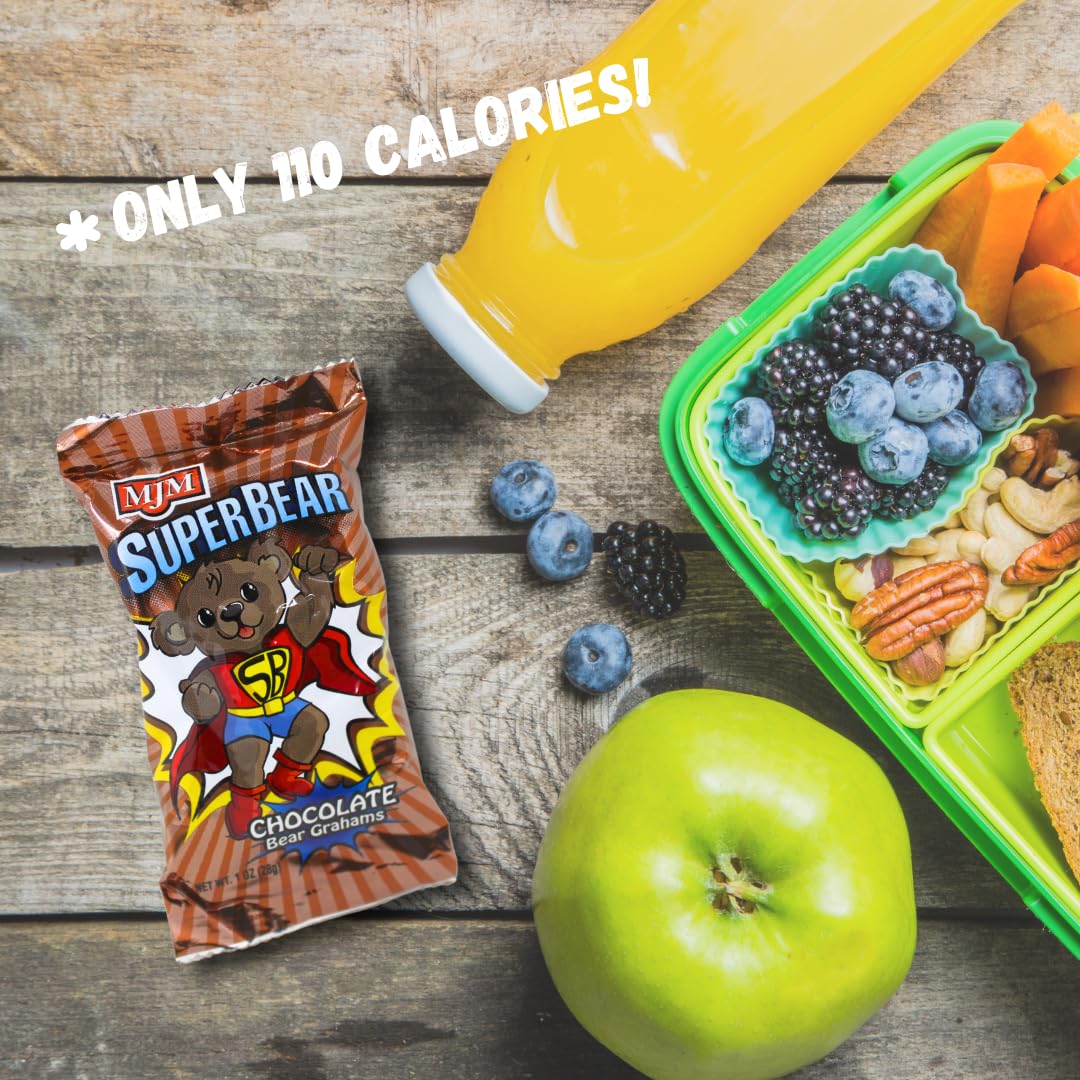 MJM SuperBear Chocolate Grahams - Case of 50 Packs | Delicious Snack for All Ages | Wholesome and Crunchy | Perfect for Parties and Snacking On-the-Go