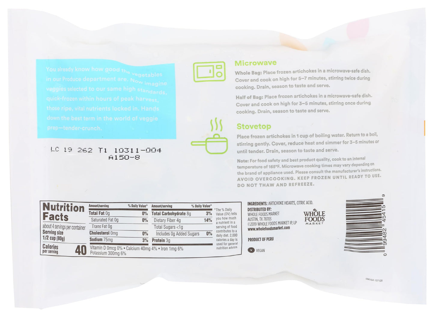 365 by Whole Foods Market, Artichoke Hearts, 12 oz, (Frozen)