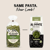 Al Dente Spinach Fettuccine - All-Natural, Hand-Crafted Egg Pasta. Traditional Pasta Noodles Made with Cage-Free Eggs, Semolina, and Spinach. Great