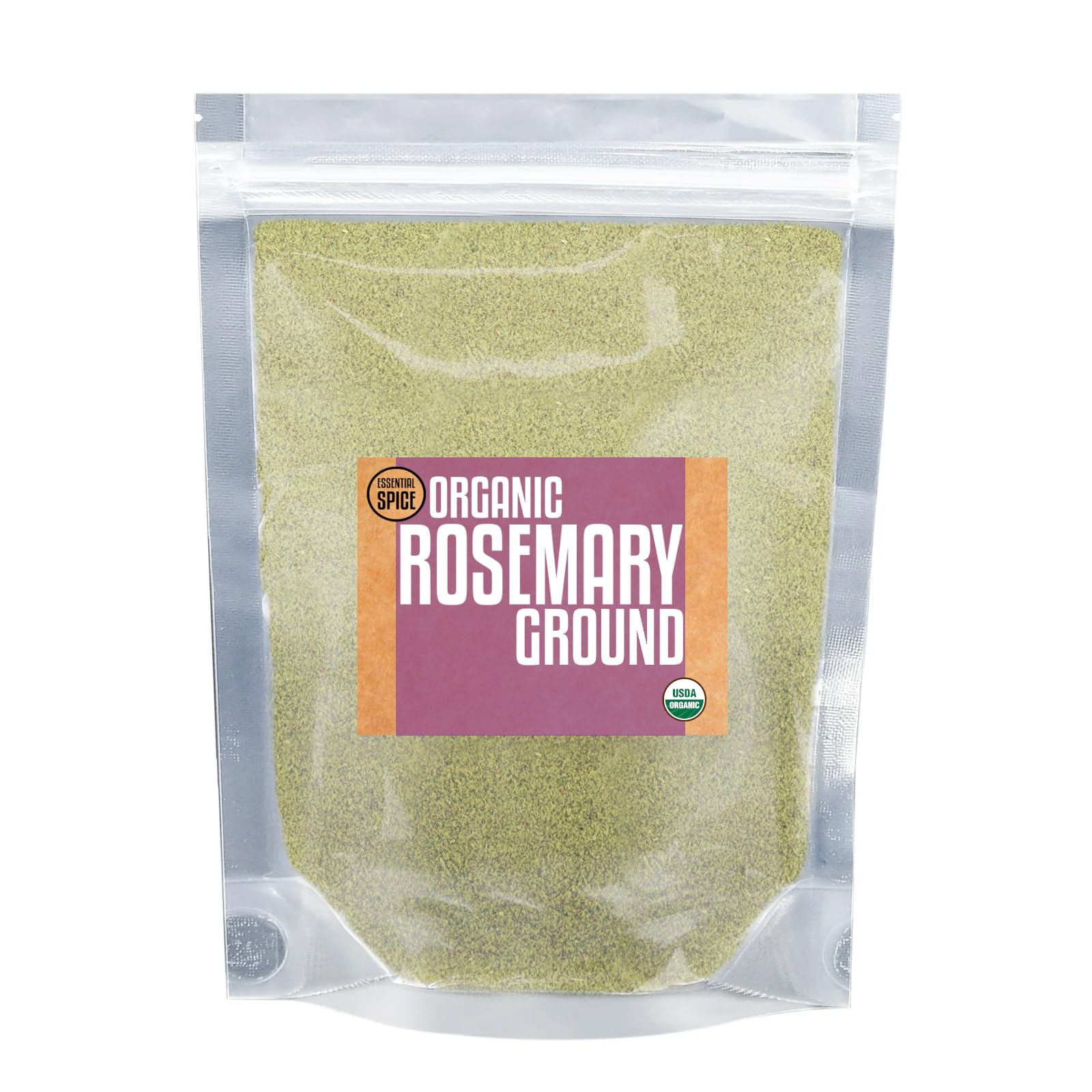 Essential Spice Organic Ground Rosemary - Earthy, Piney & Aromatic Flavor - Finely Ground Rosemary Herb for Seasoning, Sauces, Soups & Marinades (14