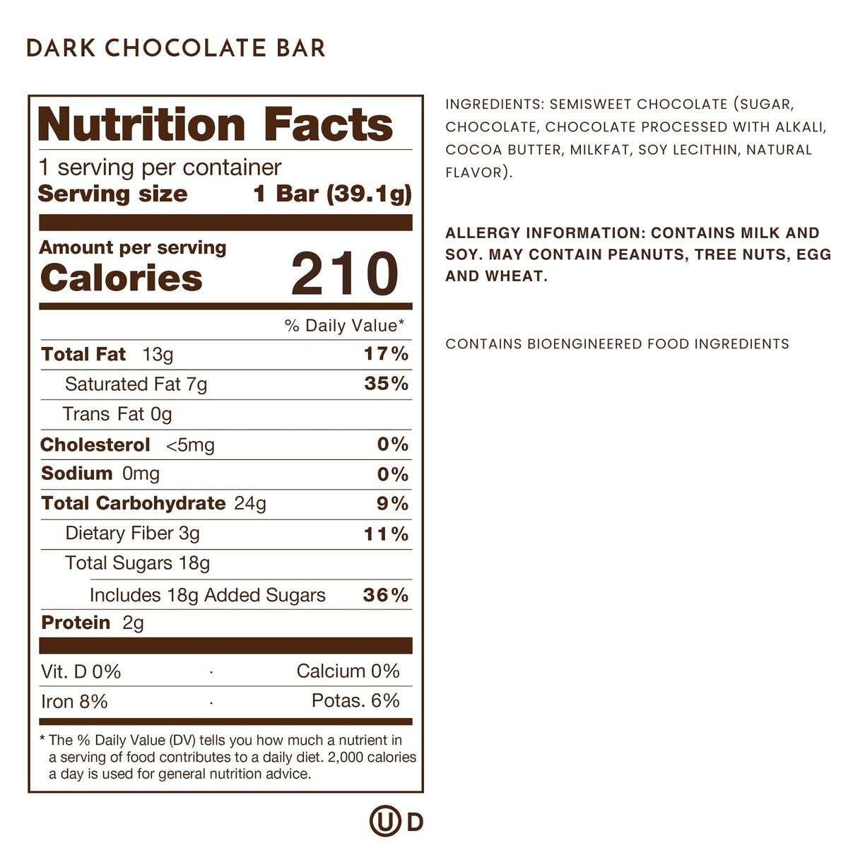 Ethel M Chocolates Premium Dark Chocolate Bars, Box of 24