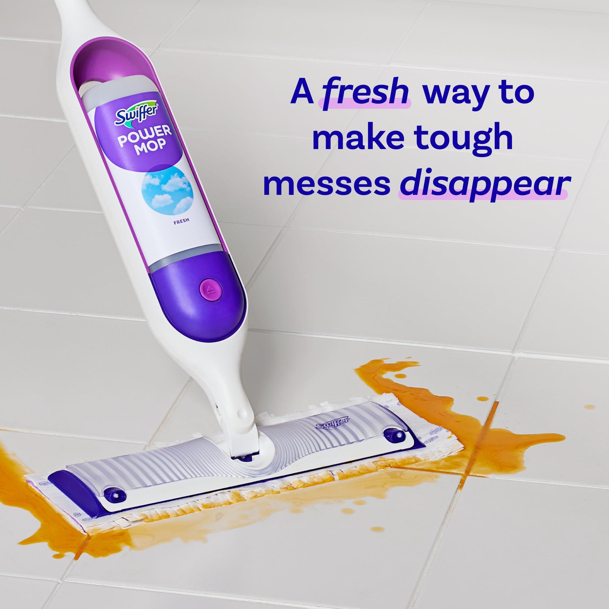 Swiffer PowerMop Liquid Floor Cleaner Refills, Solution for Power Mop, Fresh Scent, 2 Count Mopping Fluid Replacement Bottle, Spray Mops Cleaning