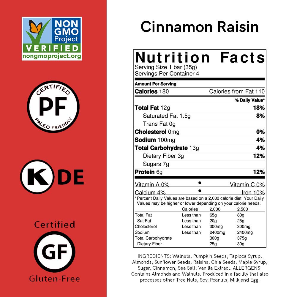 Caveman Foods Grain-Free Granola Bar Variety Pack - Coconut Cashew Blueberry Almond Cinnamon Raisin - 4 Count Box (Pack of 3)