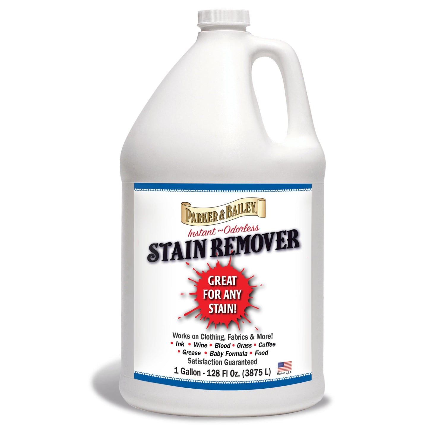 Parker & Bailey Liquid Stain Remover - Instant Stain Removal on Laundry Clothing Fabric Ink Grease Blood Grass Coffee Wine Food Carpet Upholstery Spot