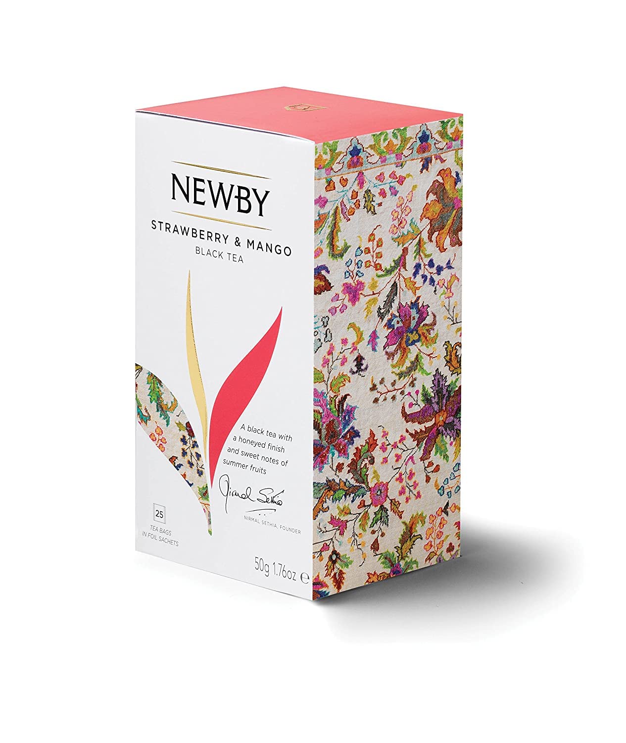 Newby Teas Strawberry and Mango - 25 Individually Wrapped Tea Bags - Flavoured Black Tea with Fruity Notes - Premium Ceylon Tea