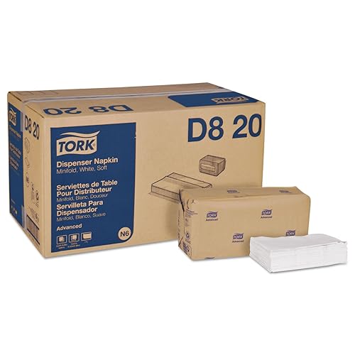 Tork Advanced Soft Minifold Dispenser Napkin, 12 packs, 500 napkins, D820, 3.8x6.5 inch,12x13 inch, White