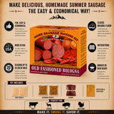 Hi Mountain OLD FASHIONED BOLOGNA Seasoning Kit | Seasoning, Cure & 10 Fibrous Casings Included| Make Homemade Bologna with Beef, Pork, & Venison |