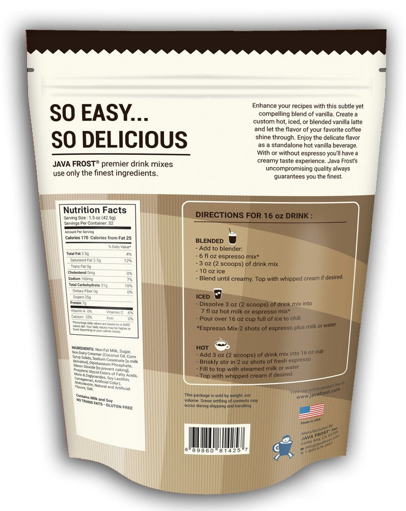 Vanilla Creme Base Drink Mix - 3 LB Bag