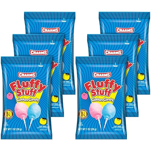Fluffy Stuff Cotton Candy - 6 Packs Bulk 1oz Each, Perfect Carnival Candy for Bring Joy to Kids.