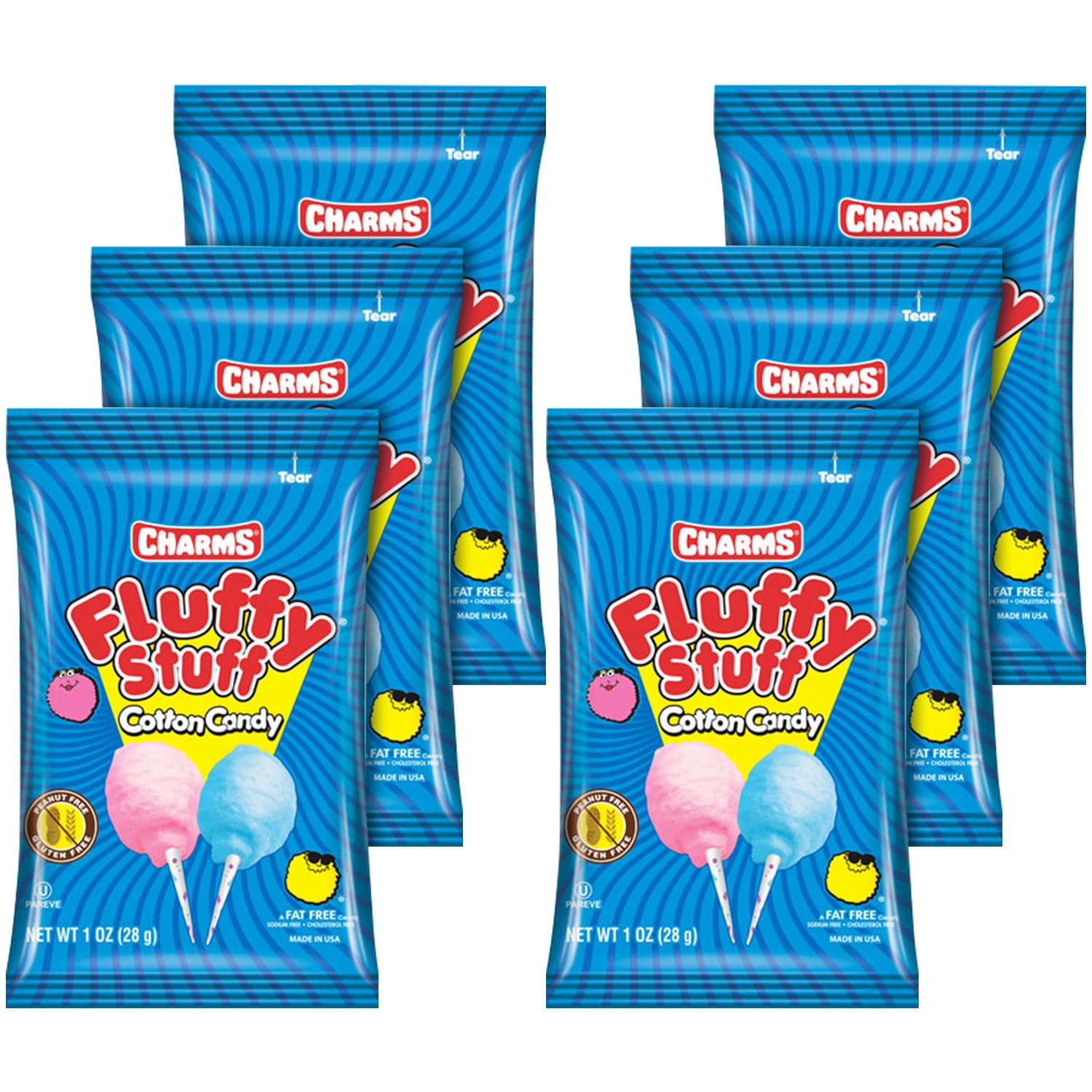 Fluffy Stuff Cotton Candy - 6 Packs Bulk 1oz Each, Perfect Carnival Candy for Bring Joy to Kids.