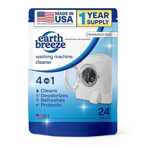 Earth Breeze Washing Machine Cleaner Tablets - 1 Year Supply - Deep Cleans, Removes Odors, Residue & Buildup - Front Load, Top Load & HE Washers