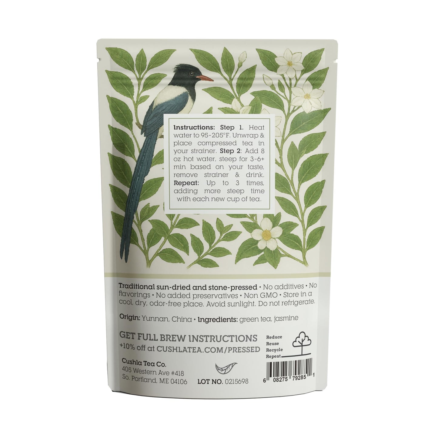 Compressed Jasmine & Green Tea Coins - Premium Jasmine Chinese Tea | Floral, Smooth Flavor | 20 Pressed Mini Tea Cakes