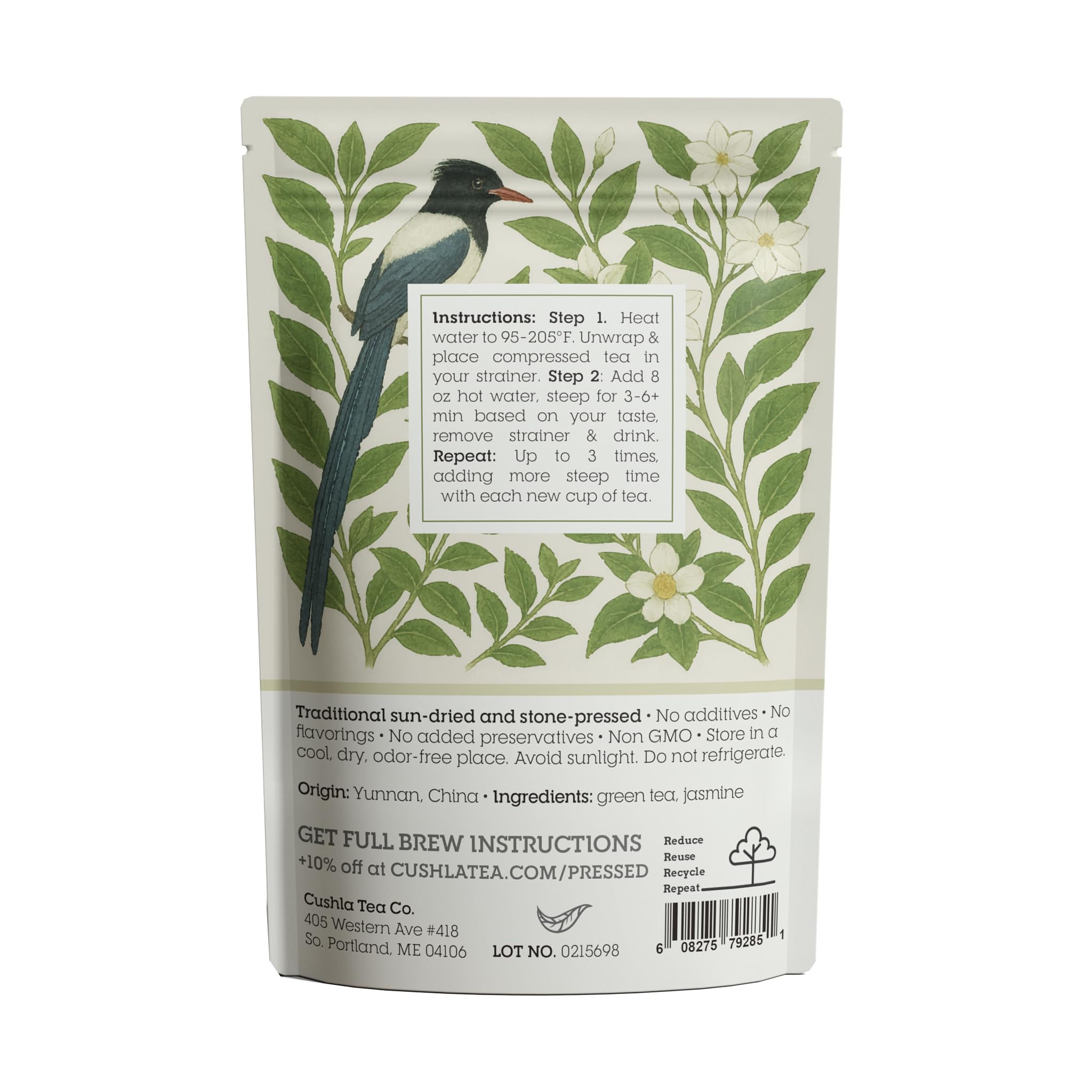 Compressed Jasmine & Green Tea Coins - Premium Jasmine Chinese Tea | Floral, Smooth Flavor | 20 Pressed Mini Tea Cakes