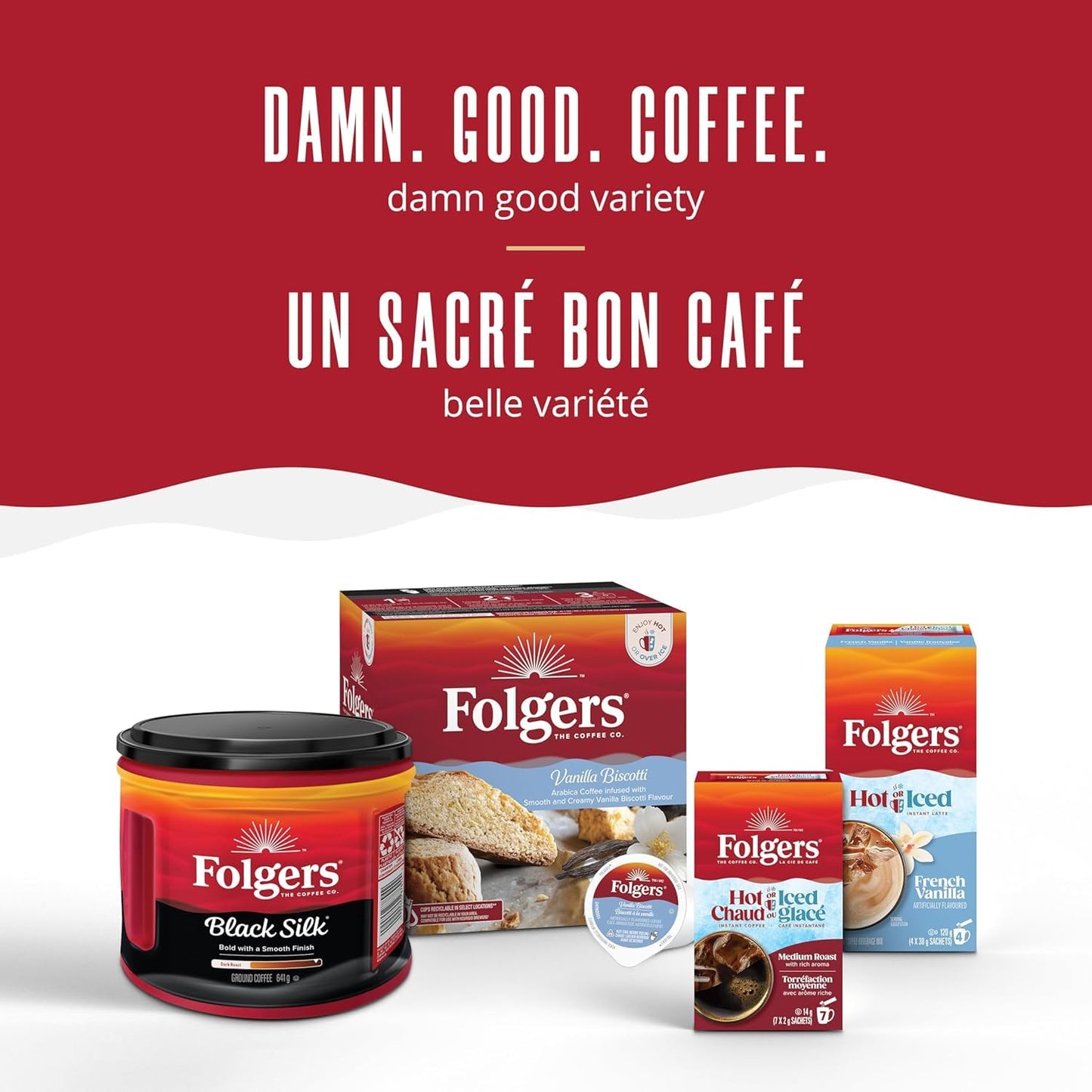 Folgers Vanilla Biscotti Coffee Pods,12 Pods,108g {Imported from Canada}