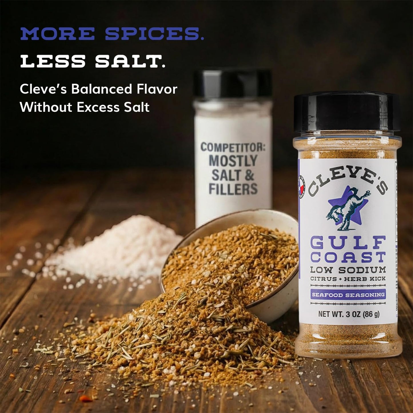 Cleve's Gourmet Gulf Coast Citrus and Herb Kick, Fish, Shrimp & Seafood Seasoning for Grilling & Cooking, 3.0 oz