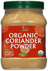Jiva Organic Coriander Powder 1 Pound Large Jar (16oz) - Pure, Non-GMO, Lab Tested, 100% Raw Ground Coriander from India