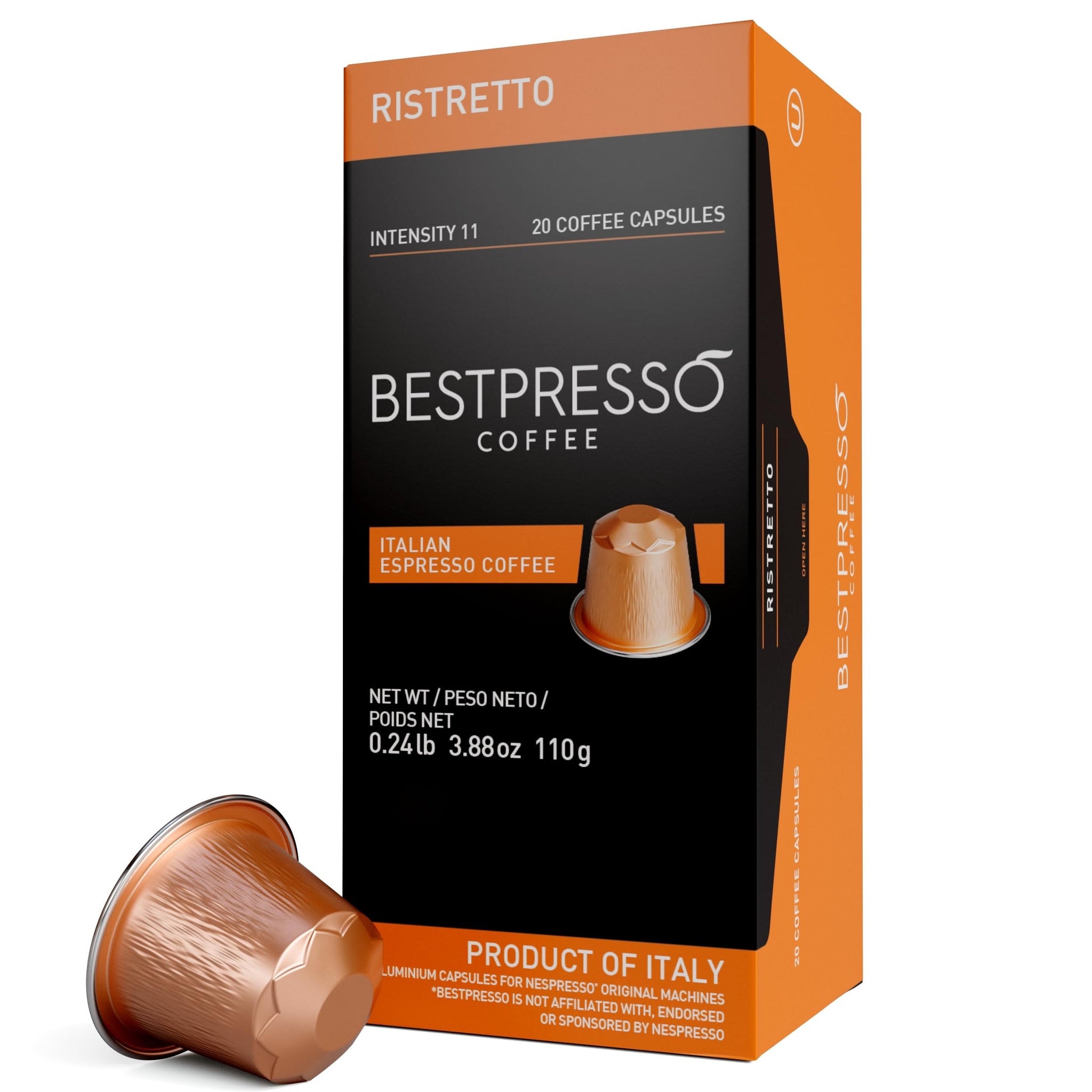 Bestpresso Coffee for Nespresso Original Machine 120 pods Genuine Espresso Ristretto Blend(High Intensity), Pods Compatible with Nespresso Original
