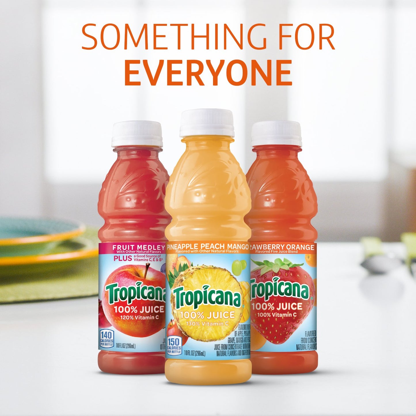 Tropicana 100% Juice 3-Flavor Fruit Blend Variety Pack, 10 Fl Oz, Bottles, (Pack of 24), 10 ounces