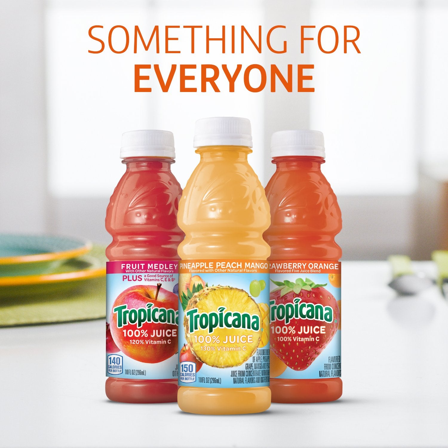 Tropicana 100% Juice 3-Flavor Fruit Blend Variety Pack, 10 Fl Oz, Bottles, (Pack of 24), 10 ounces