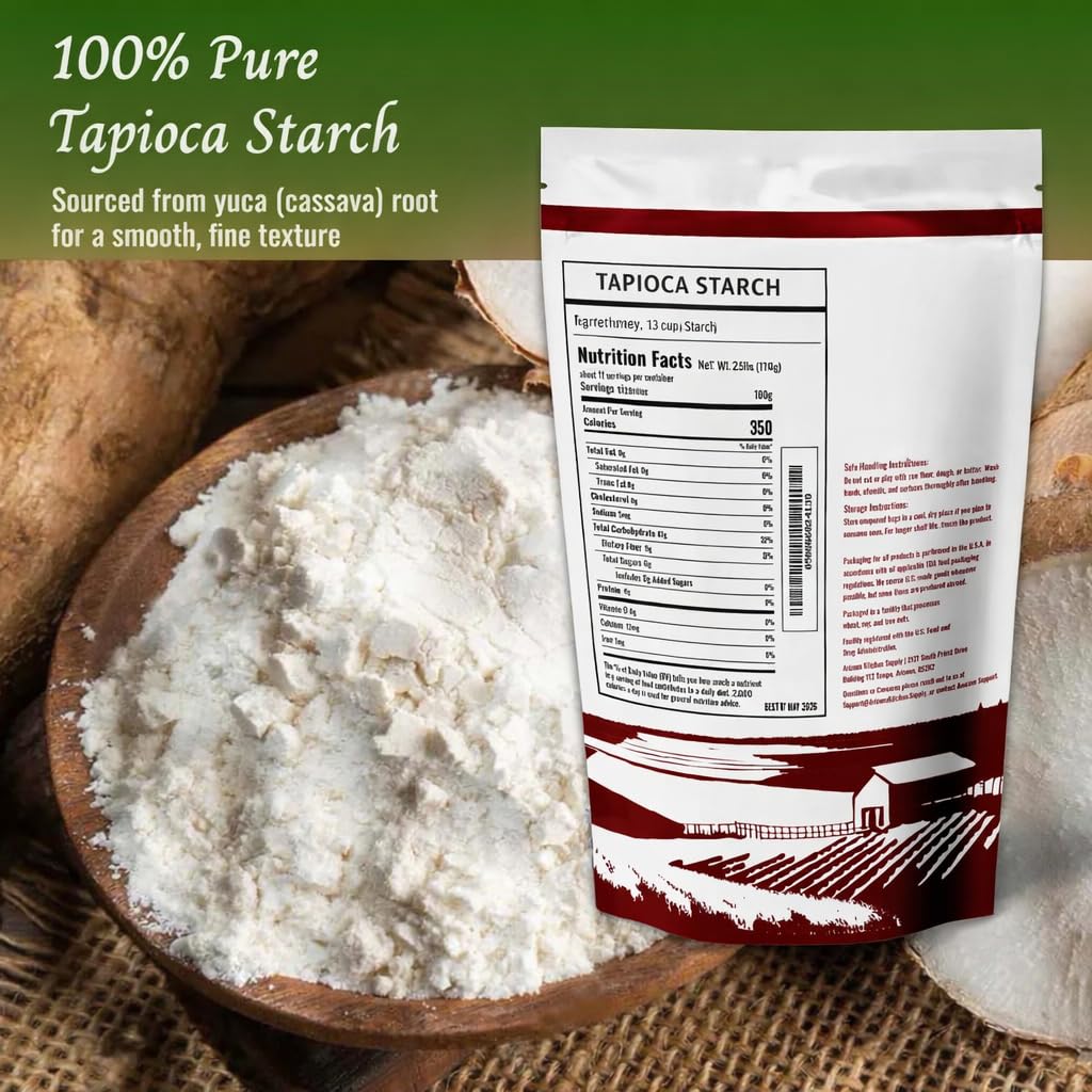 Arizona Kitchen Supply Tapioca Starch Powder, 2.5 lb (1.13 Kg) Resealable Stand-Up Pouch