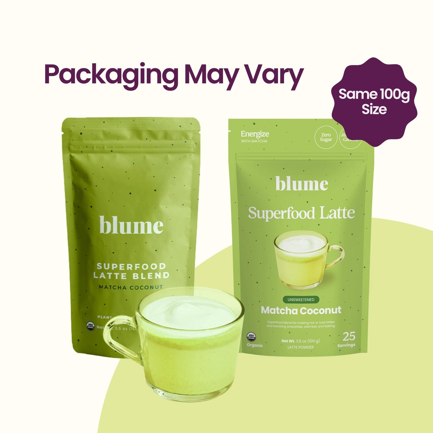 Blume Superfoods Latte - Matcha Powder with Coconut, Natural Caffeine, L-Theanine, All Day Energy & Focus, Sugar-Free, Moringa, Vegan, Organic Matcha