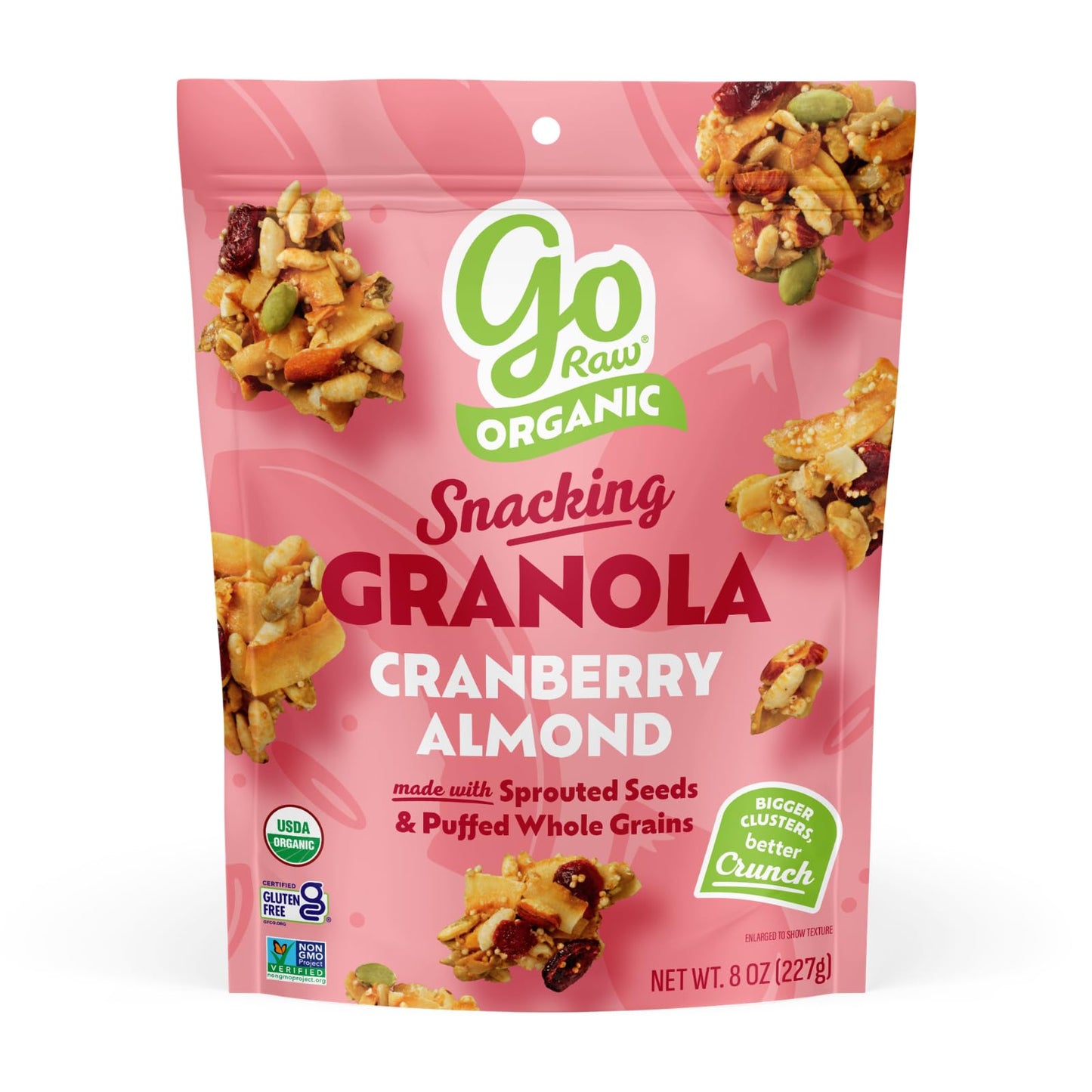 Go Raw Cranberry Almond Snacking Granola, 8oz Pouch