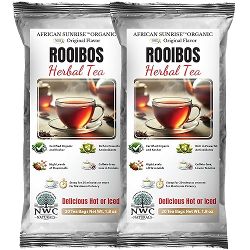 NWC Naturals African Sunrise Organic Rooibos Tea, Non-GMO, Caffeine Free, Kosher, Organic - 20 Count Tea Bags