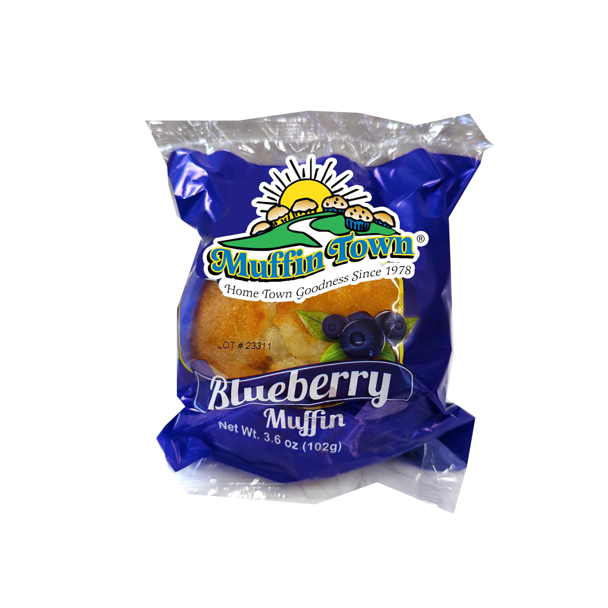 Muffin Town Grab & Go Bakery Blueberry Muffins 12 Muffins Per Case - 3.6 Oz Per Serving