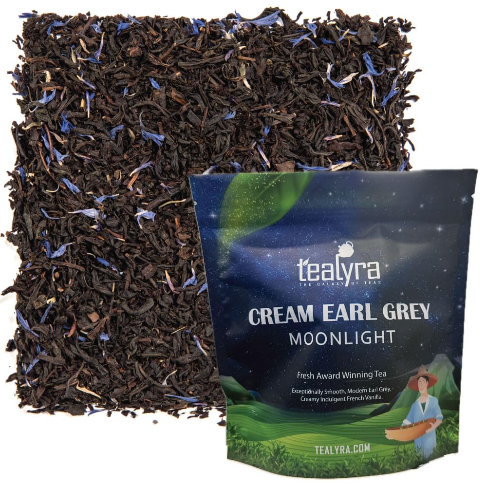 Tealyra - Cream Earl Grey Moonlight - Luxurious Loose Leaf Black Tea - Citrusy Bergamot with French Vanilla - All Natural, Medium Caffeine, 200g
