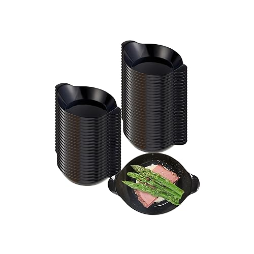 Restaurantware 3.8 x 2.5 Inch Mini Handled Plates 100 Durable Appetizer Plates - With Handles Disposable Black Plastic Handled Plates Suitable