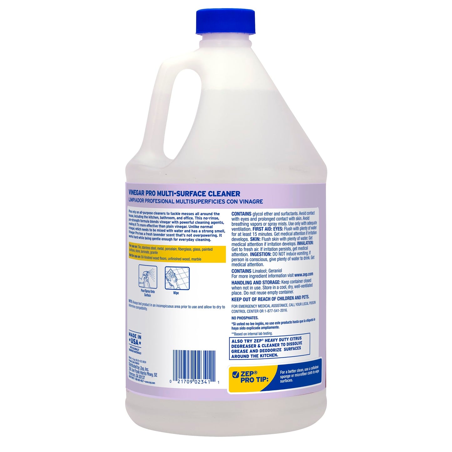 Zep All-Purpose Cleaner With Vinegar - 1 Gallon (Case of 4) R48410 - Gentle for Everyday Use