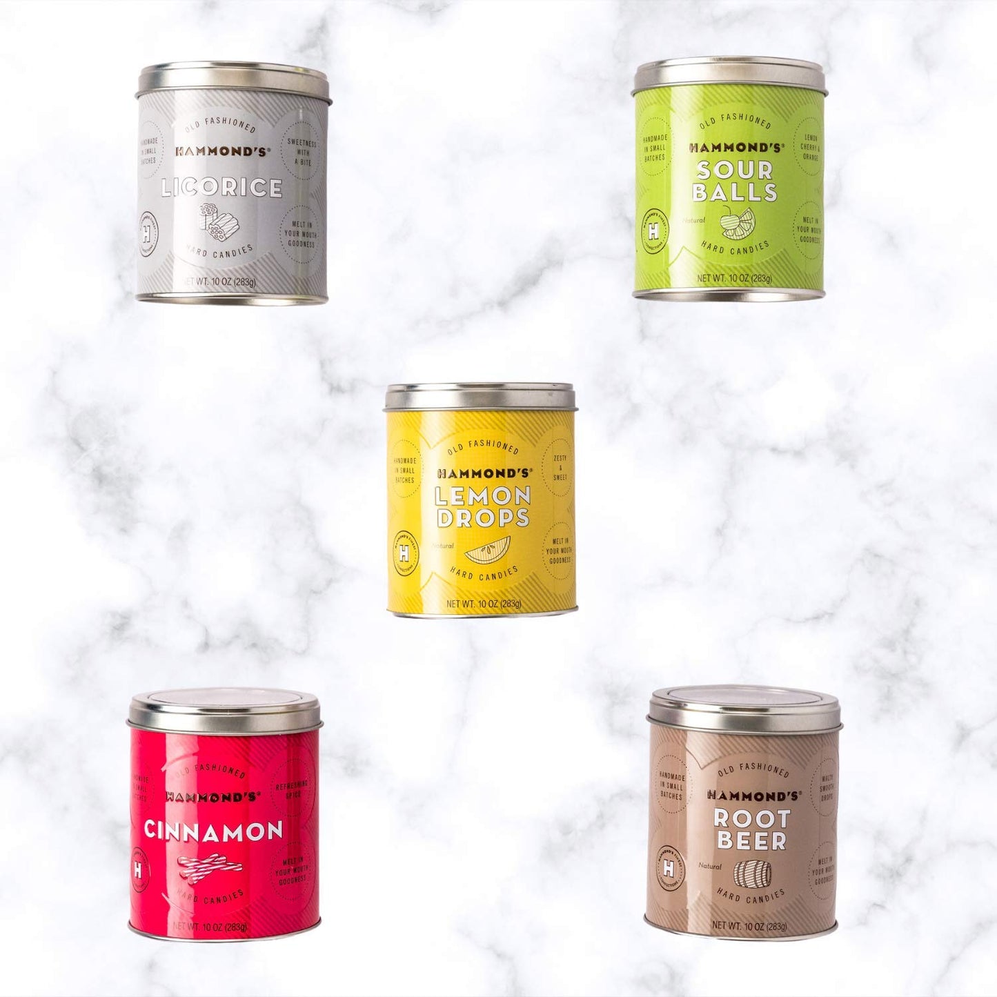 Hammond’s Old Fashioned- Sour Balls Pantry Candies 2-10 Ounce Tins. Our Natural Sour Drops are Handmade in Small Batches- Using the Finest