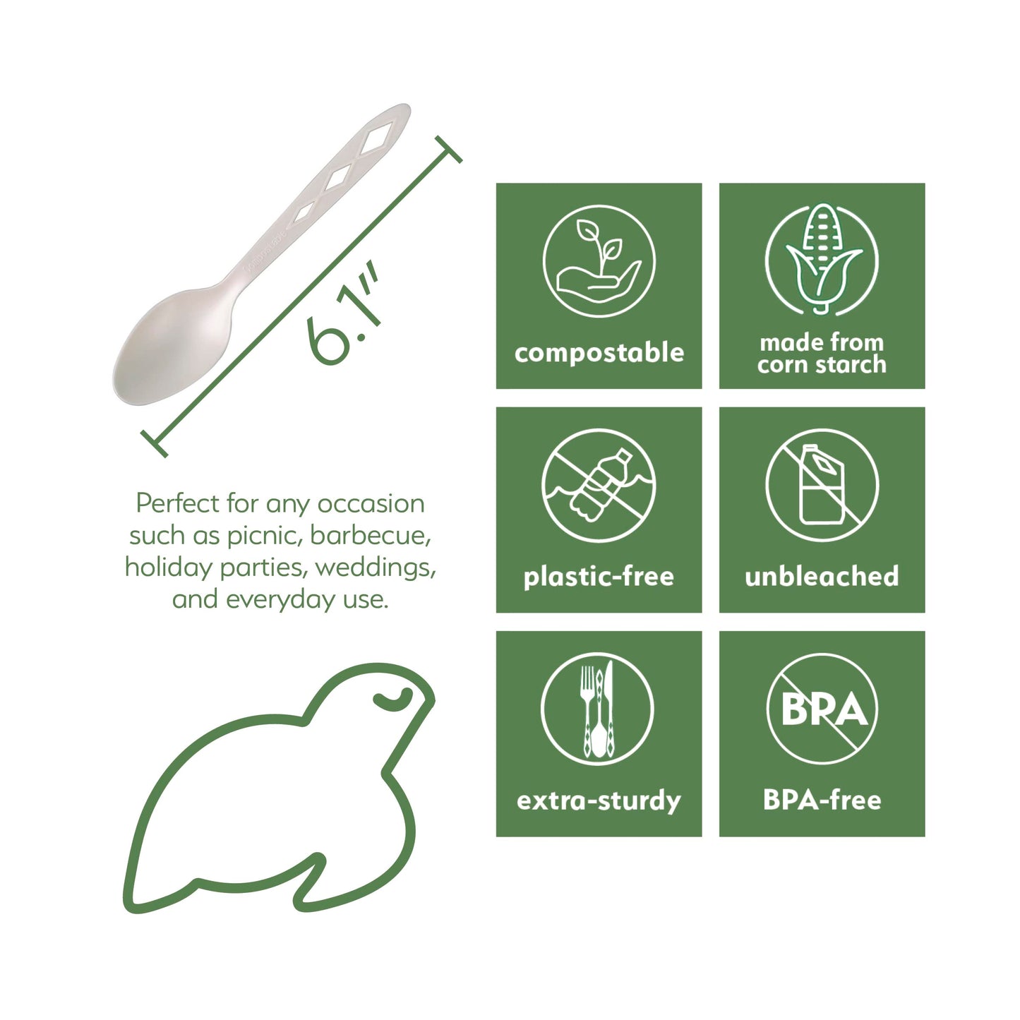 100% Compostable Non Plastic Spoons [100 Pack] CPLA Disposable Spoons. Non Plastic Silverware Set. Eco-Friendly Cutlery, Off White Flatware, Extra