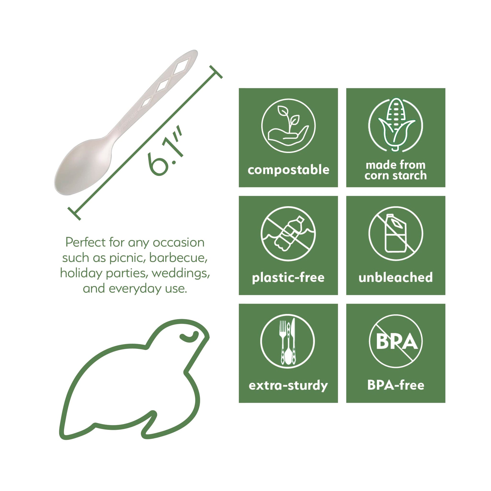 100% Compostable Non Plastic Spoons [100 Pack] CPLA Disposable Spoons. Non Plastic Silverware Set. Eco-Friendly Cutlery, Off White Flatware, Extra