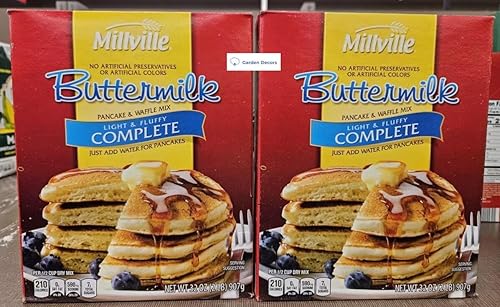 Millville Buttermilk Pancake & Waffle Mix Light & Fluffy Complete 32oz 907g (Two Boxes)